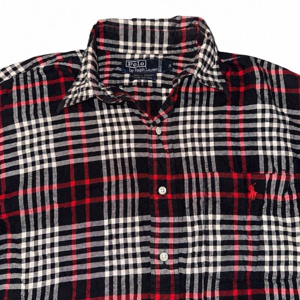 Polo Ralph Lauren Lowell Sport Shirt Mens M Red Black Plaid Long Sleeve - Picture 2 of 5